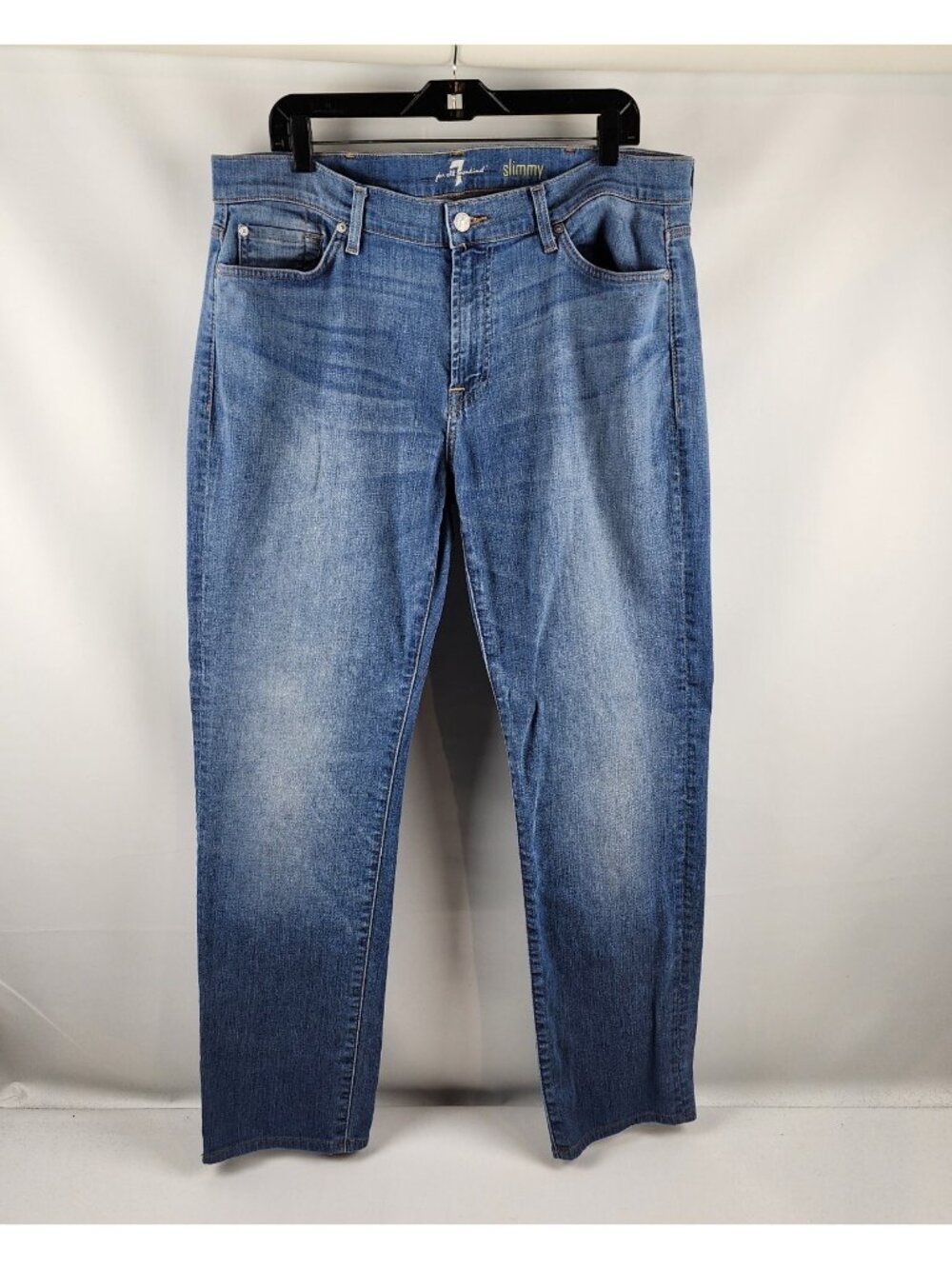 7 For All Mankind Jeans Mens 38x31 SLIMMY Straight Stretch Med Wash Denim